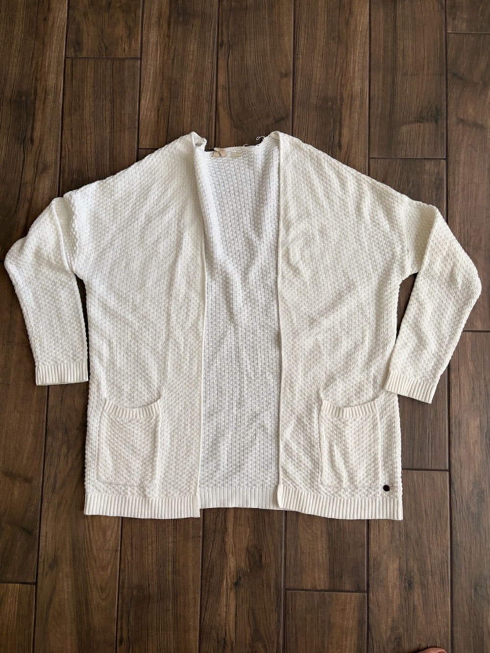 Roxy Off-White Open-Front Knit Cardigan